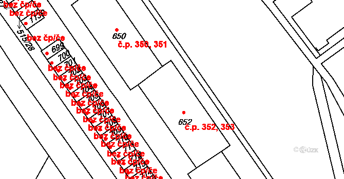 Adamov 352,353 na parcele st. 652 v KÚ Adamov, Katastrální mapa