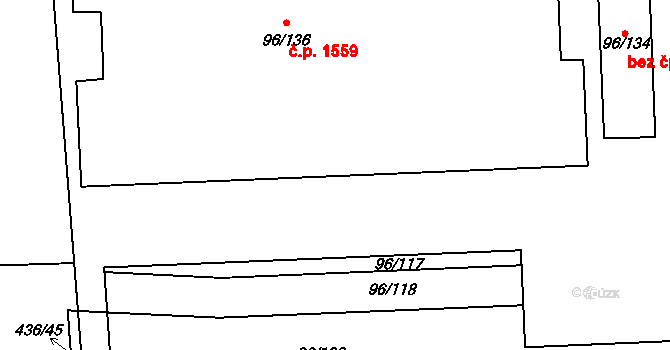 Michle 1559, Praha na parcele st. 96/136 v KÚ Michle, Katastrální mapa