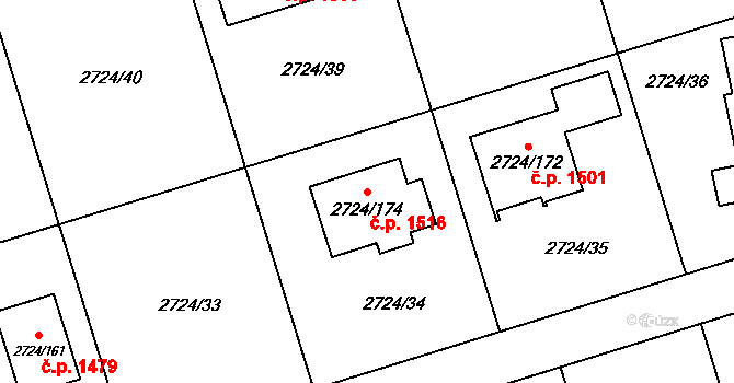 Kylešovice 1516, Opava na parcele st. 2724/174 v KÚ Kylešovice, Katastrální mapa