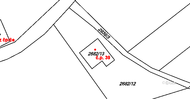 Chábory 39, Dobruška na parcele st. 2682/13 v KÚ Dobruška, Katastrální mapa
