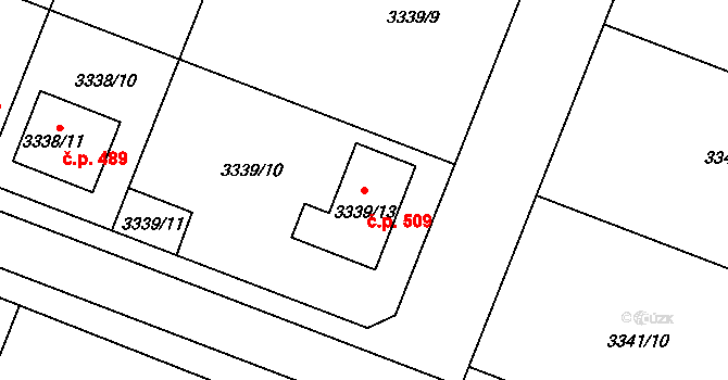 Šanov 509 na parcele st. 3339/13 v KÚ Šanov nad Jevišovkou, Katastrální mapa