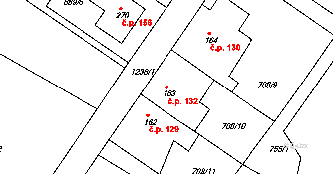 Lípa nad Orlicí 132 na parcele st. 163 v KÚ Lípa nad Orlicí, Katastrální mapa