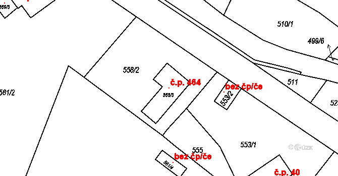 Děčín XXXII-Boletice nad Labem 464, Děčín na parcele st. 558/3 v KÚ Boletice nad Labem, Katastrální mapa