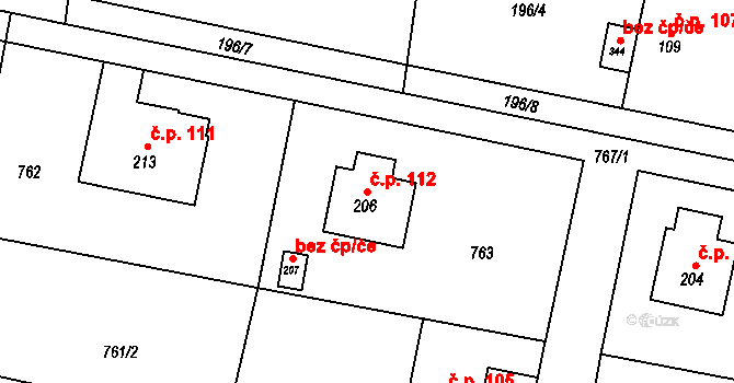 Osnice 112, Jesenice na parcele st. 206 v KÚ Osnice, Katastrální mapa