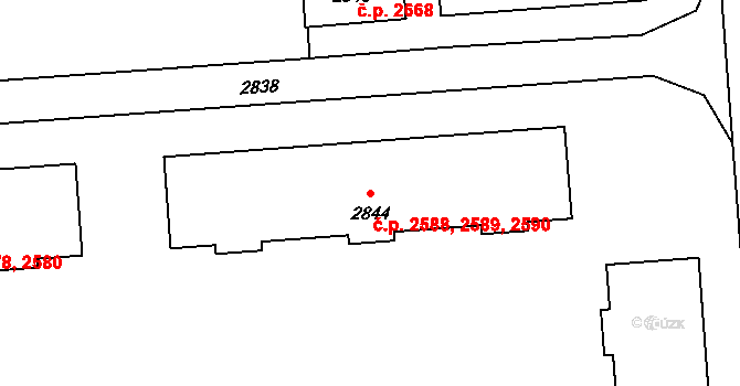 Kročehlavy 2588,2589,2590, Kladno na parcele st. 2844 v KÚ Kročehlavy, Katastrální mapa