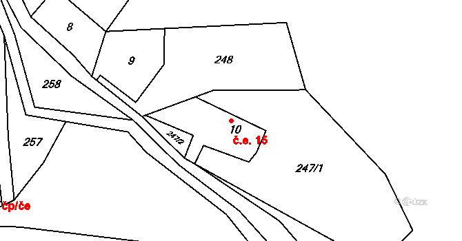 Hrad Osek 15, Osek na parcele st. 10 v KÚ Hrad Osek, Katastrální mapa