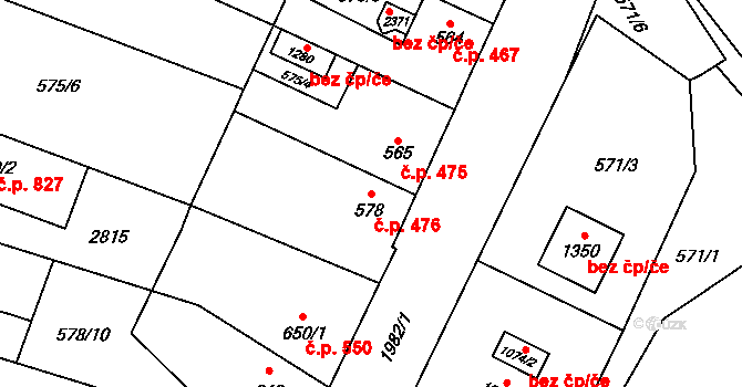 Třebechovice pod Orebem 476 na parcele st. 578 v KÚ Třebechovice pod Orebem, Katastrální mapa