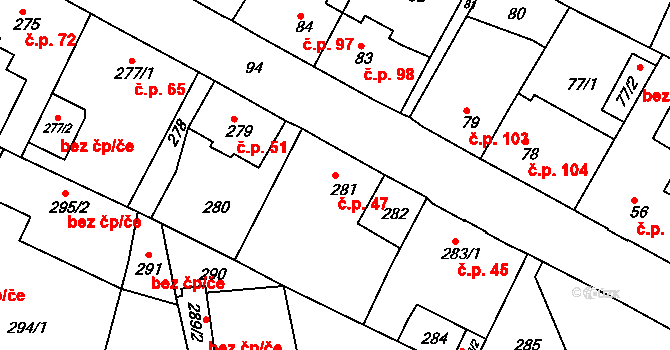 Děčín VII-Chrochvice 47, Děčín na parcele st. 281 v KÚ Chrochvice, Katastrální mapa