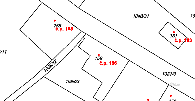 Brocno 156, Štětí na parcele st. 156 v KÚ Brocno, Katastrální mapa
