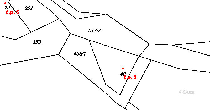 Křemenice 2, Nechvalice na parcele st. 40 v KÚ Křemenice, Katastrální mapa