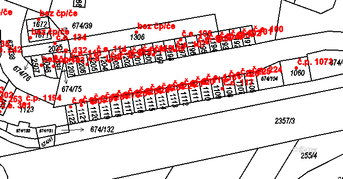 Rosice 121 na parcele st. 1113 v KÚ Rosice u Brna, Katastrální mapa