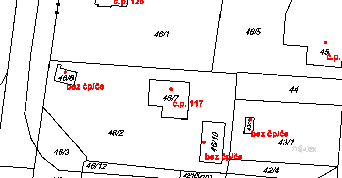 Stará Lípa 117, Česká Lípa na parcele st. 46/7 v KÚ Stará Lípa, Katastrální mapa