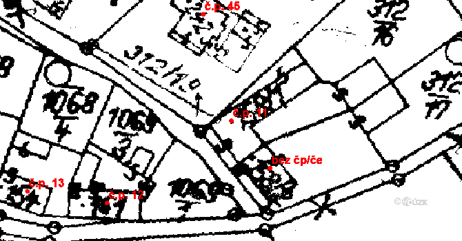 Budkov 11 na parcele st. 158/1 v KÚ Budkov, Katastrální mapa