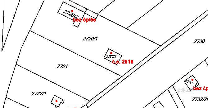 Teplice 2016 na parcele st. 2720/3 v KÚ Teplice, Katastrální mapa