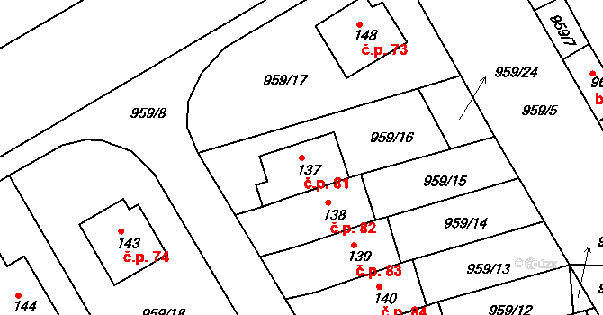 Horní Záhoří 81, Záhoří na parcele st. 137 v KÚ Horní Záhoří u Písku, Katastrální mapa