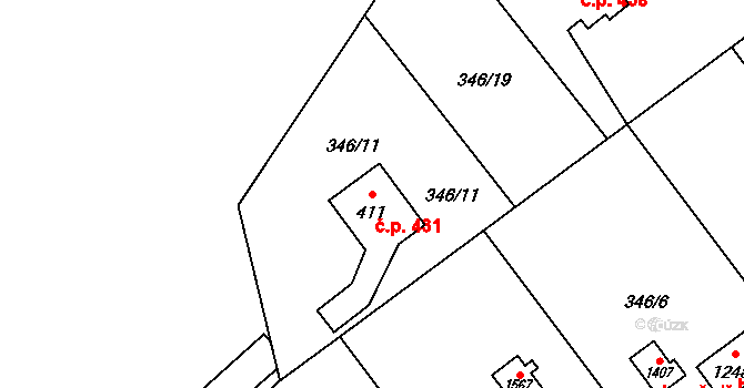 Heřmanice 431, Ostrava na parcele st. 411 v KÚ Heřmanice, Katastrální mapa