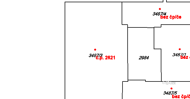 Zábřeh 2621, Ostrava na parcele st. 3487/3 v KÚ Zábřeh nad Odrou, Katastrální mapa