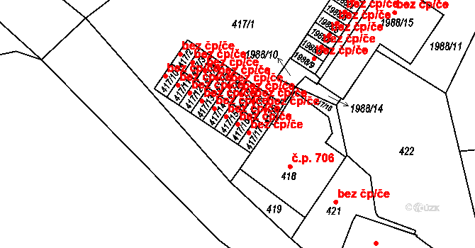 Volyně 40752283 na parcele st. 417/16 v KÚ Volyně, Katastrální mapa