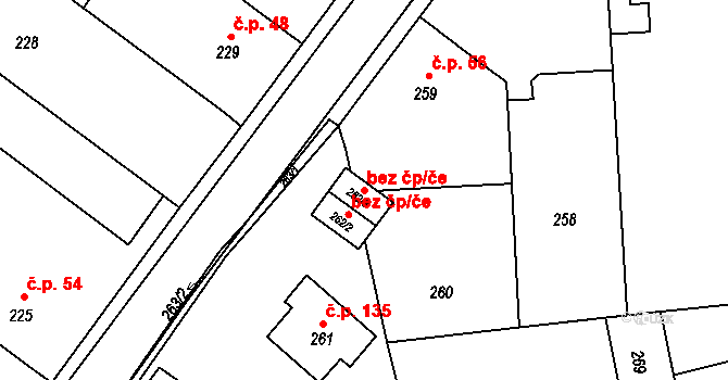 Tovéř 40827283 na parcele st. 262/3 v KÚ Tovéř, Katastrální mapa