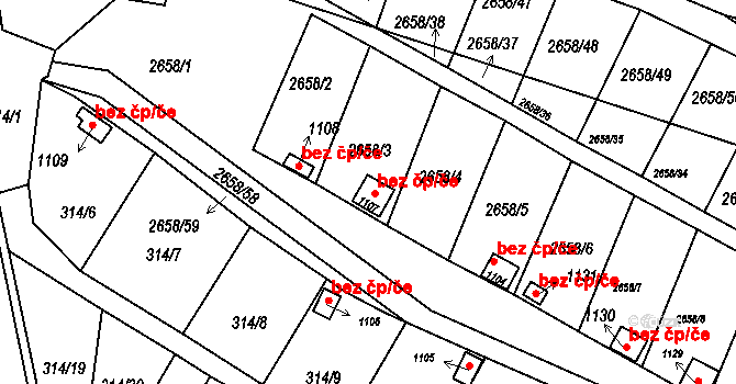 Bor 41753283 na parcele st. 1107 v KÚ Bor u Tachova, Katastrální mapa