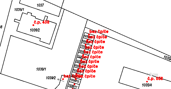 Březnice 43535283 na parcele st. 1035/19 v KÚ Březnice, Katastrální mapa