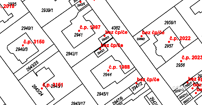 Teplice 45126283 na parcele st. 2945/2 v KÚ Teplice, Katastrální mapa