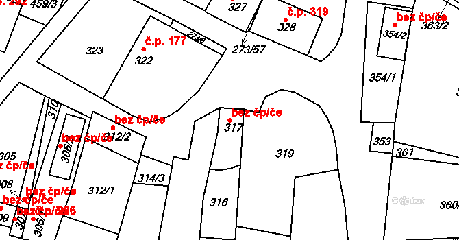Sedlec 46625283 na parcele st. 317 v KÚ Sedlec u Mikulova, Katastrální mapa