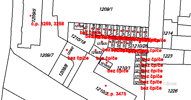 Prostějov 47962283 na parcele st. 1210/32 v KÚ Prostějov, Katastrální mapa