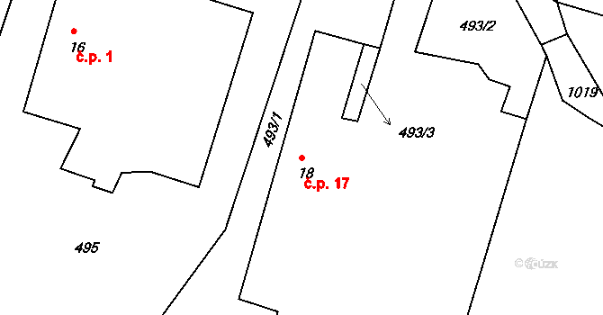 Rukáveč 17, Milevsko na parcele st. 18 v KÚ Rukáveč, Katastrální mapa