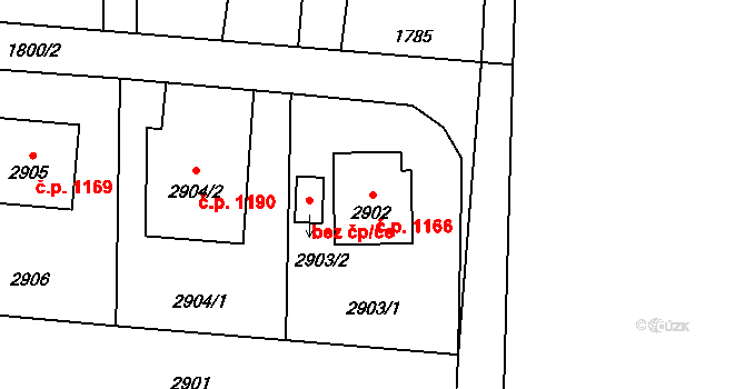 Horní Suchá 1166 na parcele st. 2902 v KÚ Horní Suchá, Katastrální mapa