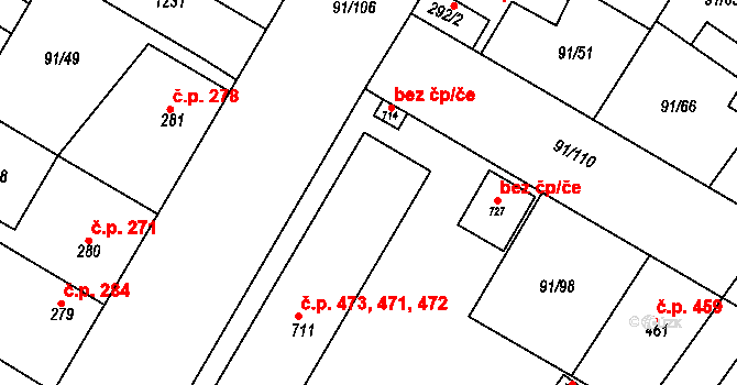 Mikovice 471,472,473, Kralupy nad Vltavou na parcele st. 711 v KÚ Mikovice u Kralup nad Vltavou, Katastrální mapa