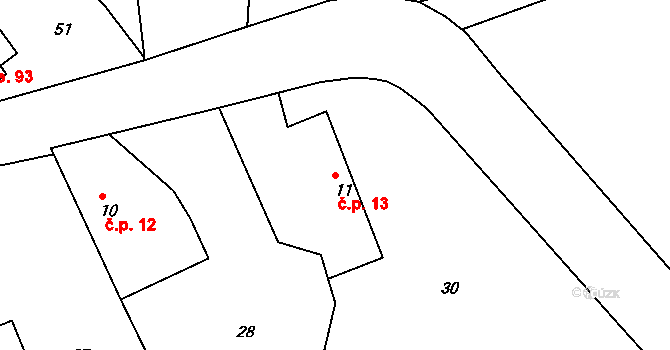 Zbyslavec 13, Míčov-Sušice na parcele st. 11 v KÚ Zbyslavec, Katastrální mapa