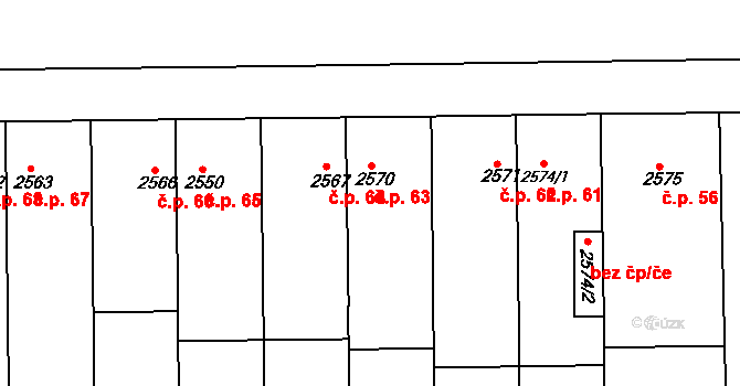 Cihelny 63, Jaroměř na parcele st. 2570 v KÚ Jaroměř, Katastrální mapa