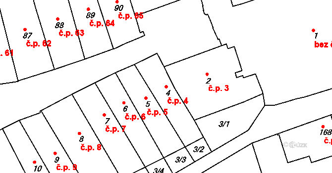 Jaroměř 4 na parcele st. 4 v KÚ Jaroměř, Katastrální mapa