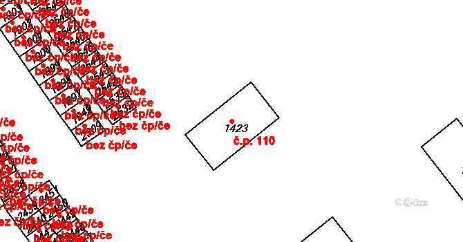 Nádražní Předměstí 110, Český Krumlov na parcele st. 1423 v KÚ Český Krumlov, Katastrální mapa