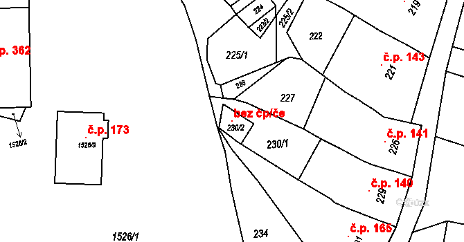 Bošovice 97552283 na parcele st. 230/2 v KÚ Bošovice, Katastrální mapa