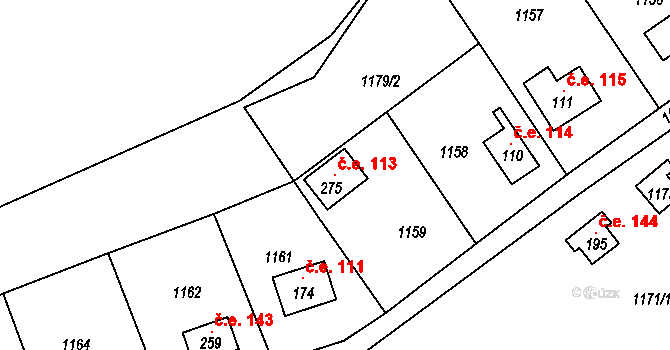 Čelina 113, Borotice na parcele st. 275 v KÚ Čelina, Katastrální mapa