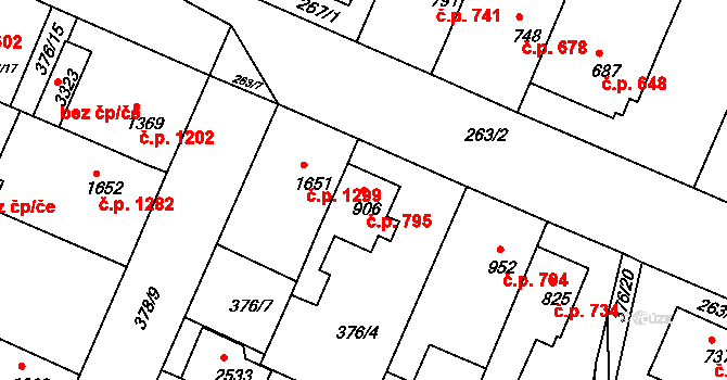 Bystřice pod Hostýnem 795 na parcele st. 906 v KÚ Bystřice pod Hostýnem, Katastrální mapa