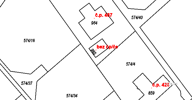 Lučina 105265284 na parcele st. 965 v KÚ Lučina, Katastrální mapa