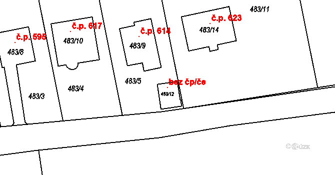 Olešnice 105653284 na parcele st. 483/12 v KÚ Olešnice na Moravě, Katastrální mapa