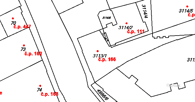 Přerov I-Město 166, Přerov na parcele st. 3113/1 v KÚ Přerov, Katastrální mapa