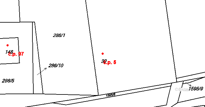 Hůrky 5, Lišov na parcele st. 30 v KÚ Hůrky u Lišova, Katastrální mapa