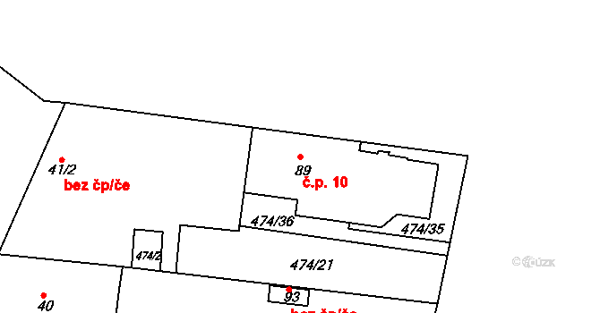 Stražiště 10, Počaply na parcele st. 89 v KÚ Stražiště, Katastrální mapa