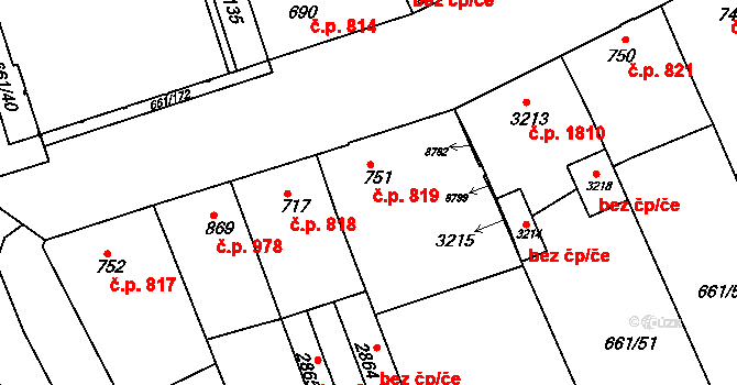 Veselí nad Moravou 819 na parcele st. 751 v KÚ Veselí-Předměstí, Katastrální mapa