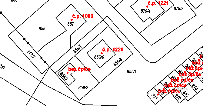 Rýmařov 1220 na parcele st. 856/6 v KÚ Rýmařov, Katastrální mapa