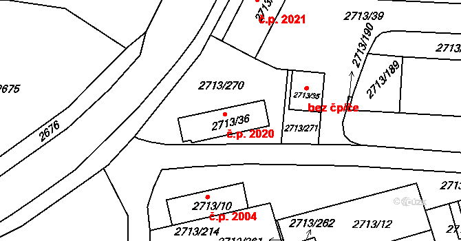 Tachov 2020 na parcele st. 2713/36 v KÚ Tachov, Katastrální mapa