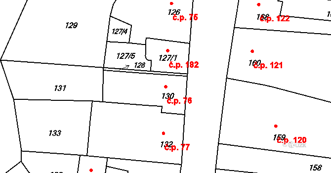 Mimoň III 76, Mimoň na parcele st. 130 v KÚ Mimoň, Katastrální mapa