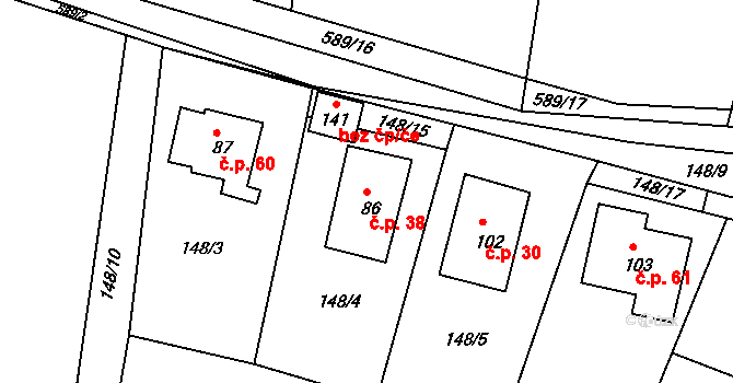 Bubovice 38, Volenice na parcele st. 86 v KÚ Bubovice u Březnice, Katastrální mapa