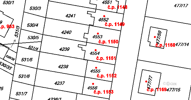 Žamberk 1151 na parcele st. 4554 v KÚ Žamberk, Katastrální mapa