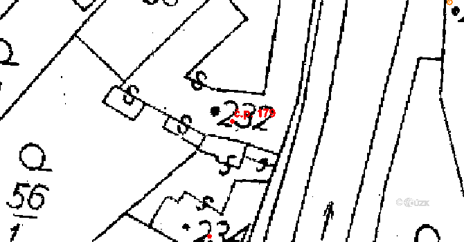 Jaroměřice 179 na parcele st. 232 v KÚ Jaroměřice, Katastrální mapa